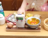 1 12 Scale dollhouse miniature kitchen bread making table dummy flour egg set