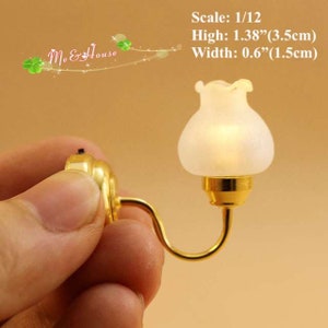 1:12 Dollhouse Miniature Sconce Wall Lamp LED light for Living Room Hallway