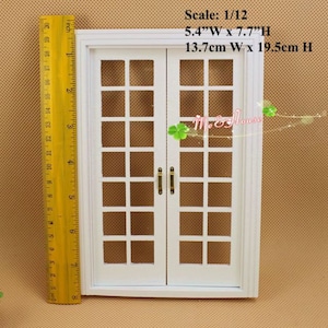 AirAds Dollhouse DIY 1/12 Scale Double Hung Panel French Glass Door White; 5.4"Wx7.7"H
