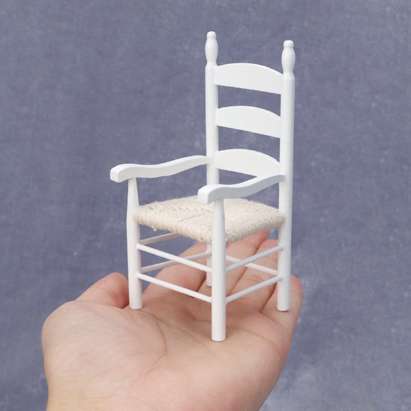 AirAds Dollhouse 1/12 échelle miniature meubles chaise en bois Blanc