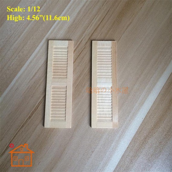 1 Pair 1//12 Dollhouse Furniture Wooden Shutters DIY Window Accessories