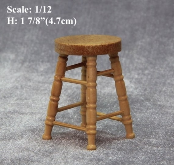 1 12 Scale Dollhouse Miniature Oak Wood Bar Stool Doll House Image 0
