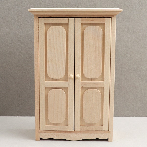 AirAds Dollhouse 1:12 dollhouse Miniatures bedroom furniture Armoire Garderobe Wardrobe unfinished wood