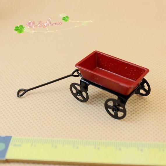 Dollhouse Miniature Large Red Metal Wagon 1:12 Scale 