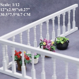 AirAds Dollhouse 1:12 Miniature White Fences Bar Picket Fence Balusters Railing; Lot 2 pieces