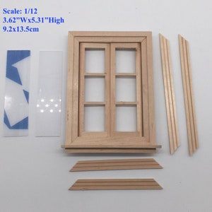 AirAds Dollhouse DIY 1:12 Miniature Wood Window Frame Double Hung 6 Panel Glass Frames