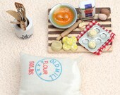 1 12 Scale dollhouse miniature kitchen bread making table dummy flour egg whisk set