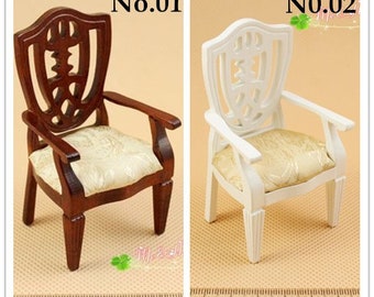 AirAds Dollhouse Furniture 1:12 Miniatures Wood Chippendale style Armed Chair/1 piece