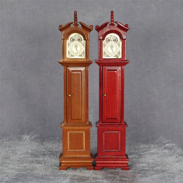 AirAds Dollhouse 1:12 Miniatures real wood grandfather clock, High 19cm； 2 colors options