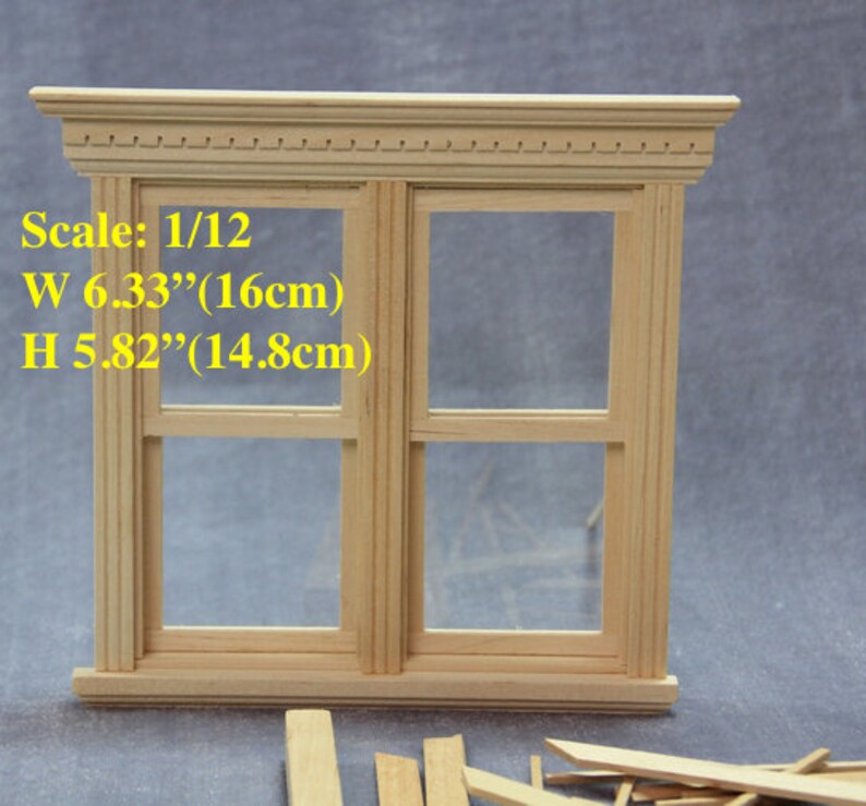 1 12 Diy Dollhouse Wooden 4 Panel Window Frame Miniature Furniture Piece