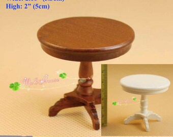 LoveinDIY Vintage Miniature Furniture Wood Round Side Table for 1//12 Dollhouse Decor