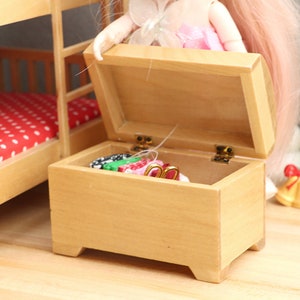 AirAds Dollhouse 1:12 dollhouse miniature accessories wooden Chunk Chest Toy Box dolls furniture