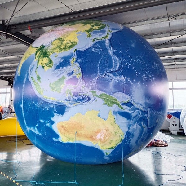 AirAds Balloons 10ft (3 Meters) Giant Inflatable Globe Map World Balloon Exquisite Print Globe Balloon/Free Logo (PVC)