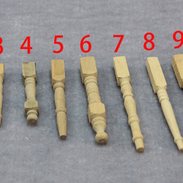 AirAds Dollhouse DIY 1:12 scale dollhouse miniature baluster railing post for a staircase Furniture chair table legs; 8-12pcs/LOT