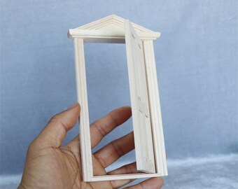 AirAds Dollhouse DIY 1:12 miniature door Greek Wood Revival Front Door (Opening outwards)