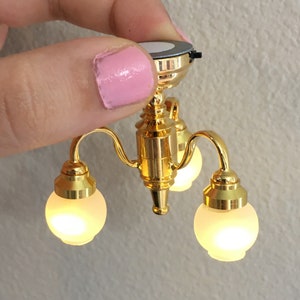 SALE 1:12 miniature bedroom living room chandelier LED light ceiling light; High 3.5CM