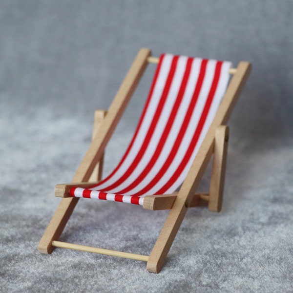 AirAds Dollhouse 1:12 Miniature Furniture Folding Beach Chair Yard Deck Chair Sunbath Doll House Accessories