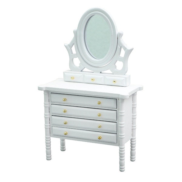 AirAds Dollhouse 1:12 miniature furniture Vanity dresser with mirror white