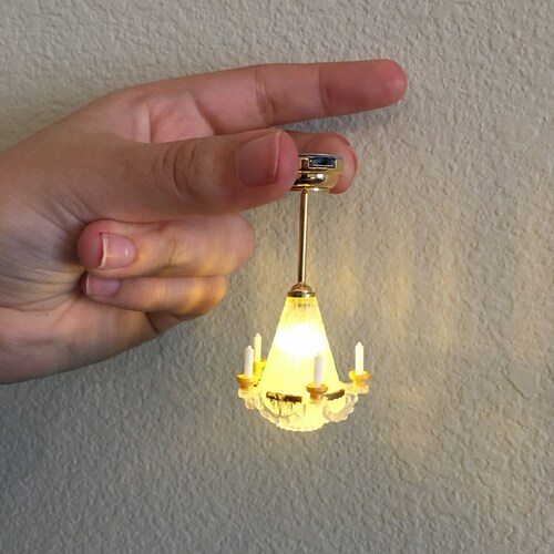 112 Miniature Dollhouse Battery Operated Metal Chandelier Etsy