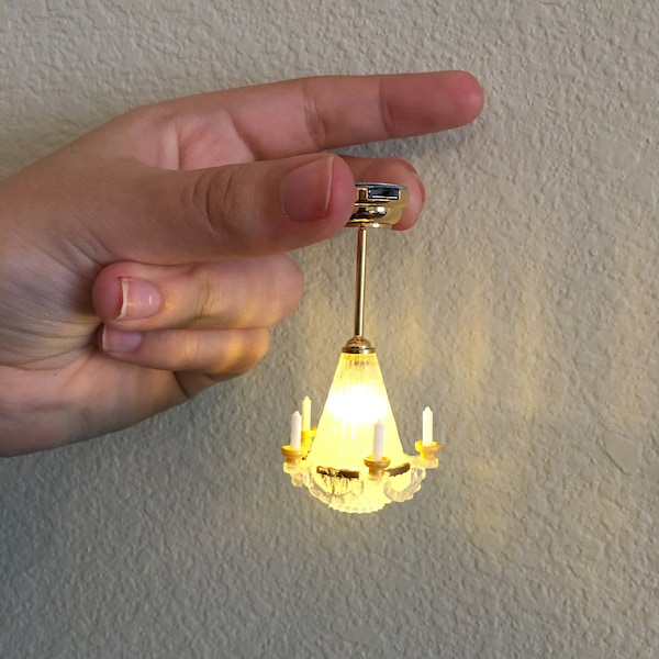 SALE 1:12 Miniature Ceiling Light Chandelier Battery LED Light