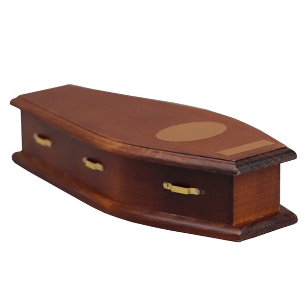 AirAds Dollhouse 1/12 scale dollhouse Miniatures Furniture Wood Coffin Jewelry Box brown