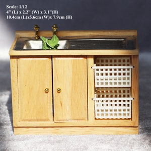 AirAds Dollhouse 1:12 miniature kitchen furniture sink with baskets