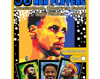 Color By Number 30 NBA BASKETBALL PLAYERS Coloring Printable Pages Instant Download Coloring Book for Kids Teens Adults