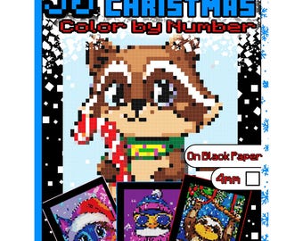 CHRISTMAS ANIMALS Color By Number for Adults 50 Coloring Pages Pixel Art Magic Mosaic Instant Download Coloring Book Kids Teens Adults