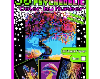 Color By Number PSYCHEDELIC TRIPPY Printable Coloring Pages Coloring Book Pixel Art Mystery Mosaic Instant Download for Kids Teens Adults