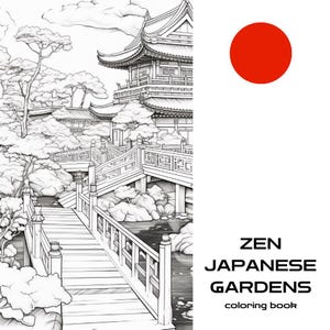 Printable Coloring Pages Coloring Book For Adults ZEN JAPANESE GARDENS with Japenese Proverbs and Idioms Instant Download