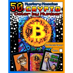 Color By Number 50 CRYPTO BITCOIN TOKENS Coloring Pages Coloring Book Pixel Art Mystery Mosaic Instant Download pdf