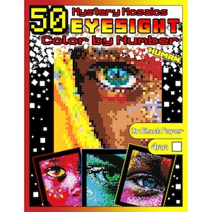 Color By Number Adults 50 BEAUTIFUL HUMAN EYES Printable Coloring Pages Coloring Book Pixel Art Mystery Mosaic Instant Download File pdf