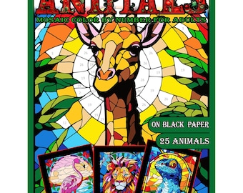 Color By Number ANIMALS MOSAIC Printable Pages Coloring Book for Adults Kids Teens Instant Download Ebook
