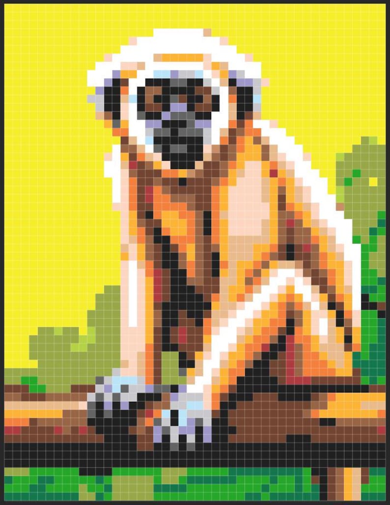 Utskrivbara målarbilder med DJUNGELDJUR, målarbilder med pixelkonst, mysterium och mosaik, målarbok för barn, tonåringar och vuxna, direktnedladdning bild 10