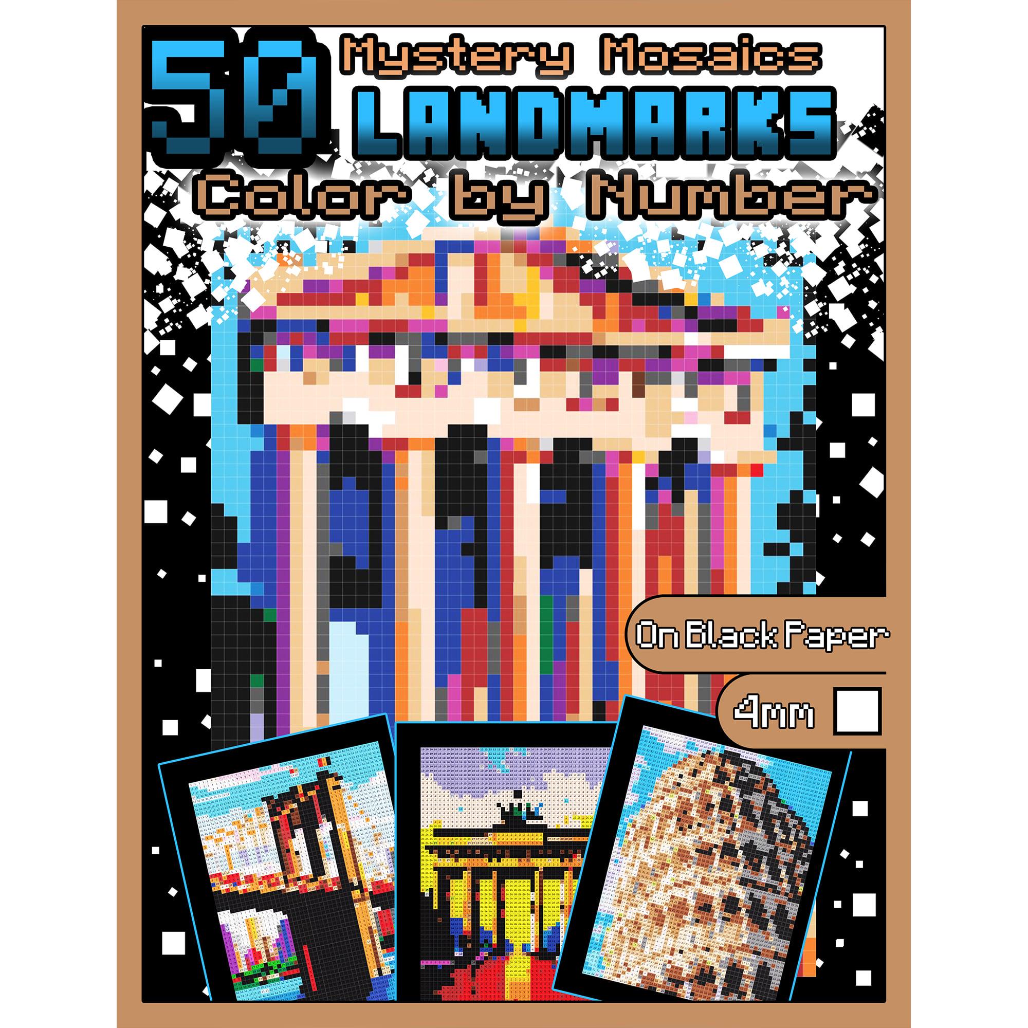 Color By Number 50 WORLD LANDMARKS Printable Coloring Pages Coloring Book Pixel Mosaic Instant Download Coloring Book for Kids Teens Adults