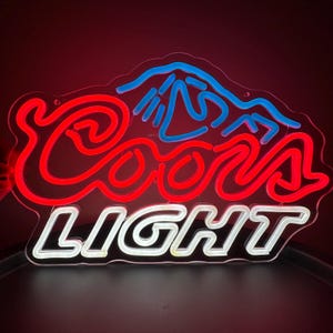 Coors Light Beer Neon American Bar Dimmable Neon Sign LED Lightbox Modern Decor Wall Hanging with Brightness Control and Dimmer