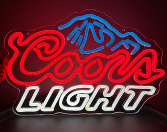 Coors Light Beer Neon American Bar Dimmable Neon Sign LED Lightbox Modern Decor Wall Hanging with Brightness Control and Dimmer