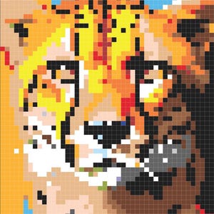 Utskrivbara målarbilder med DJUNGELDJUR, målarbilder med pixelkonst, mysterium och mosaik, målarbok för barn, tonåringar och vuxna, direktnedladdning bild 5