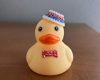Bling Rhinestone Rubber Duck Cheer Patriotic