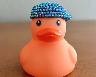 Gorra de béisbol con patito de goma y diamantes de imitación brillantes