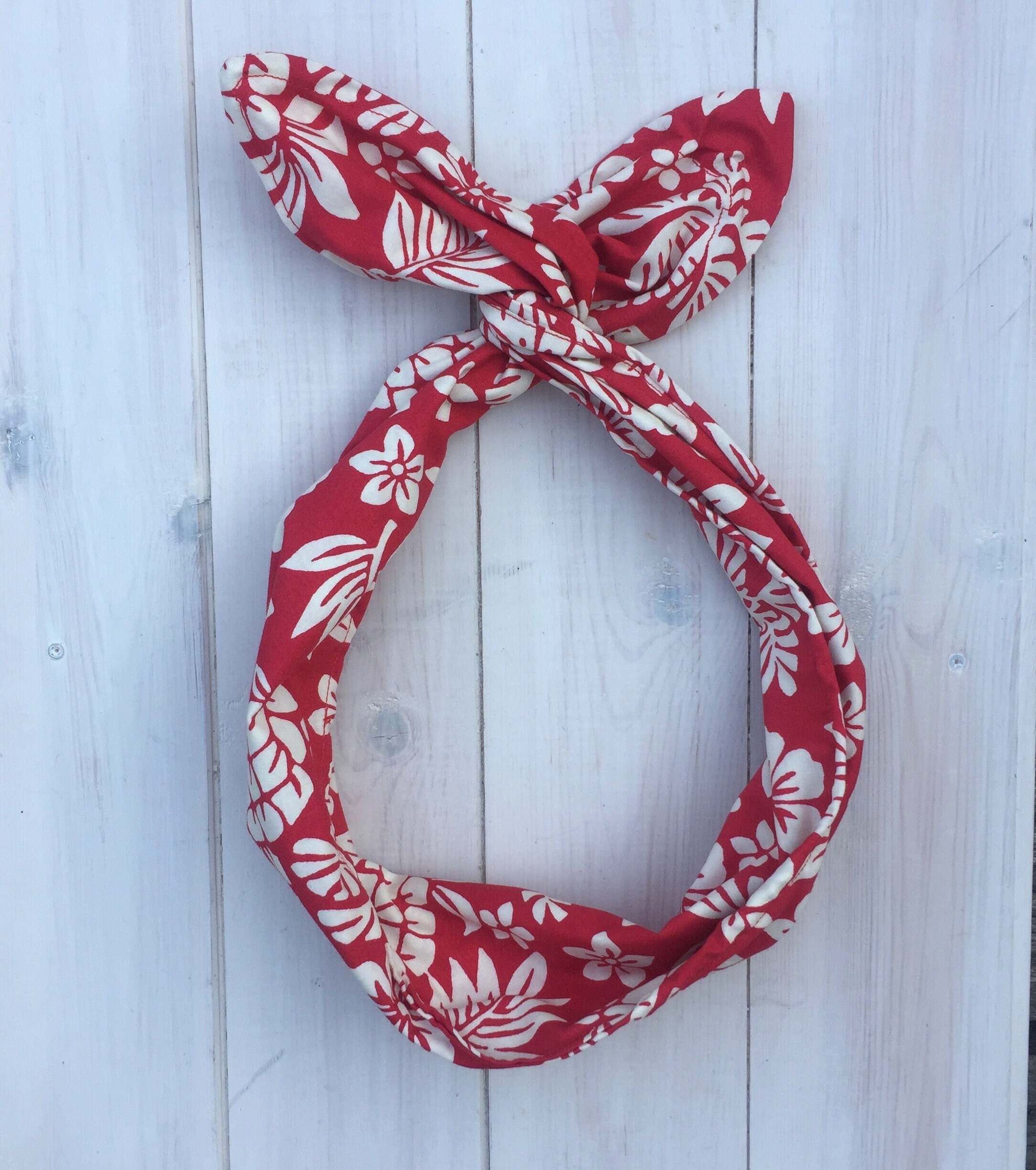 Hawaii Head Twist Red And White Underwired Hair Band Wired Etsy