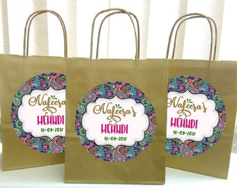 Personalised mehndi favour bags,bachelorette party,mehndi party bags,favor party bags, hen night party bags 12 colors