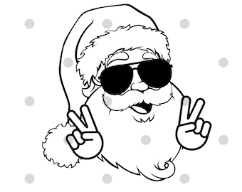 Santa Claus SVG PNG- Digital download - Christmas Holiday svg- Santa Hat- cricut- sublimation design- Peace Sign Retro- hippie Christmas svg