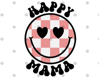 Happy Mama svg png- happy mama smiley- smiley svg- checkered smiley- mama svg- mama dtf transfer- mama sublimation- cricut- digital download