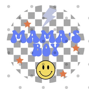 Mama&#39;s Boy svg png- mamas boy sublimation- smiley face png- baby boy toddler shirt- mama&#39;s boy shirt- mamas boy dtf transfer-retro mamas boy