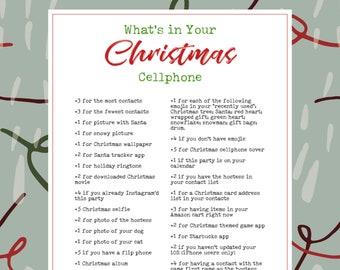 Whats In Your Phone Printable Christmas Holiday Party Game