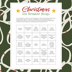 Druckbare Weihnachtsfeier Ice Breaker Spiel Human Bingo Karten Lernen Sie Sie kennen