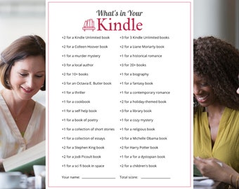 What's on Your Kindle Book Club Game Party Printable