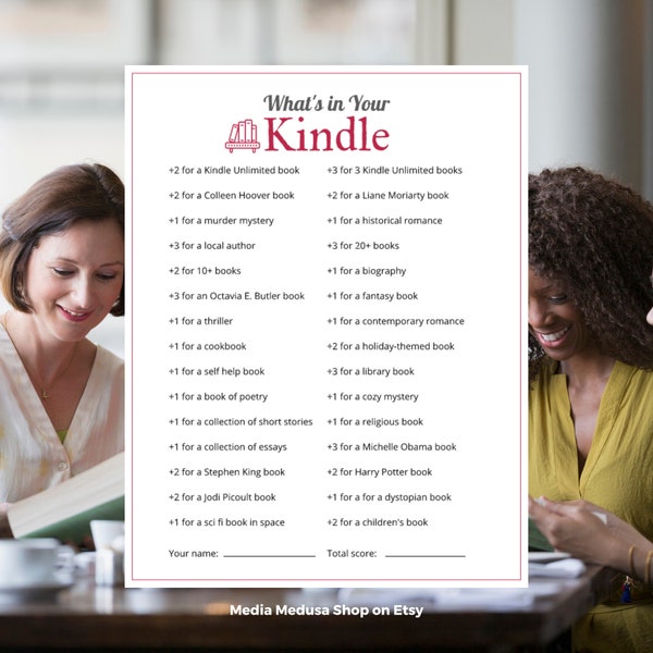 What's on Your Kindle Book Club Game Party Printable