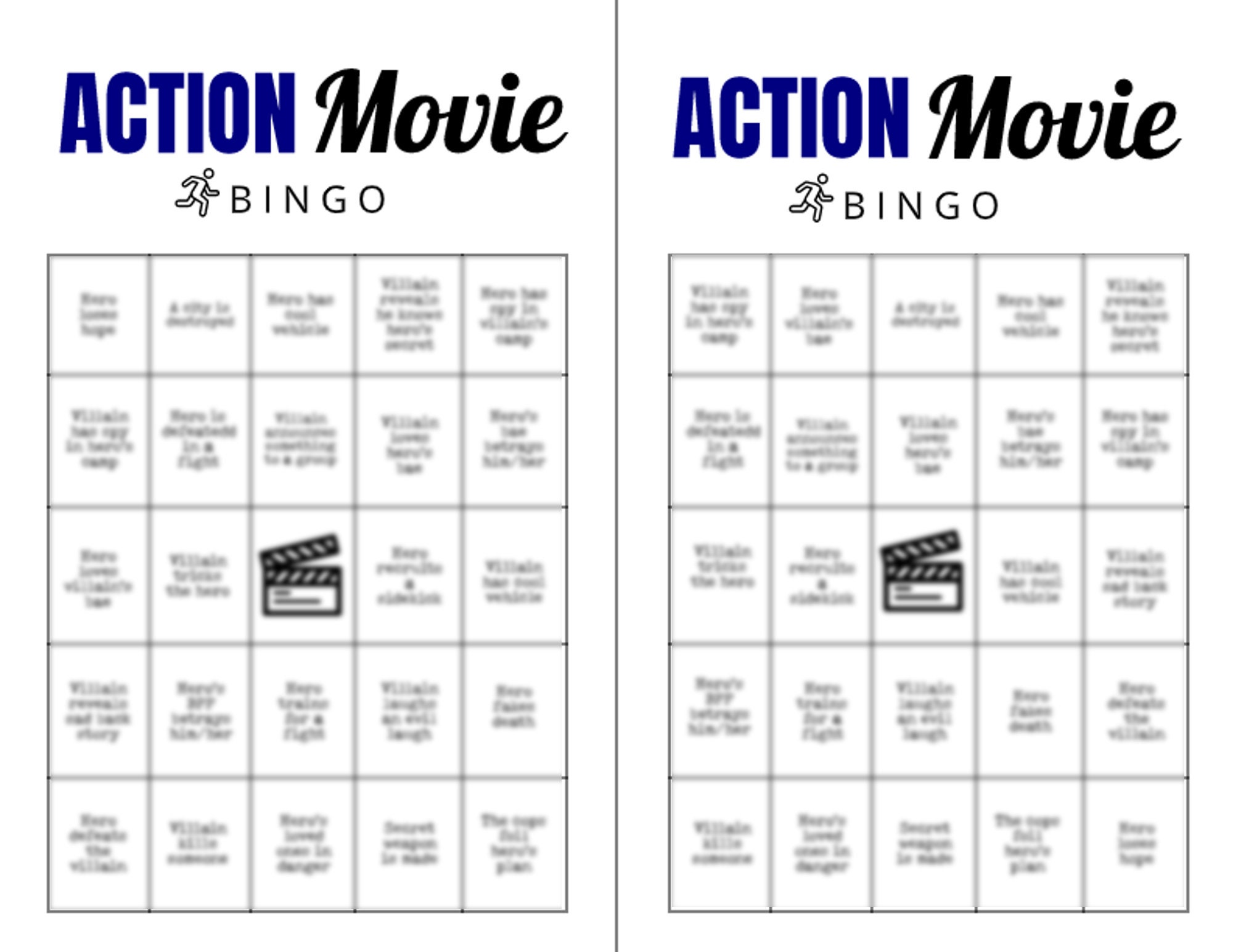 homoseksueel Aanbod Lui Action Movie Watch Party Bingo Game 8 Printable Cards - Etsy